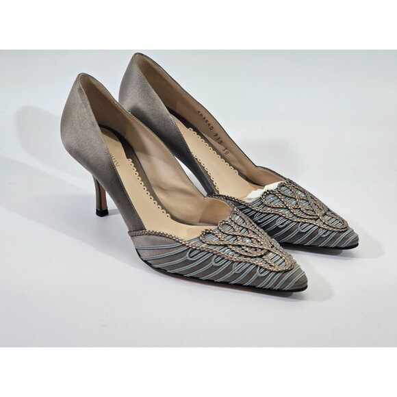 LM Women's 38 Giorgio Armani Braided Pointed Toe Satin Pumps High Heel Shoes Y2k - Picture 2 of 13